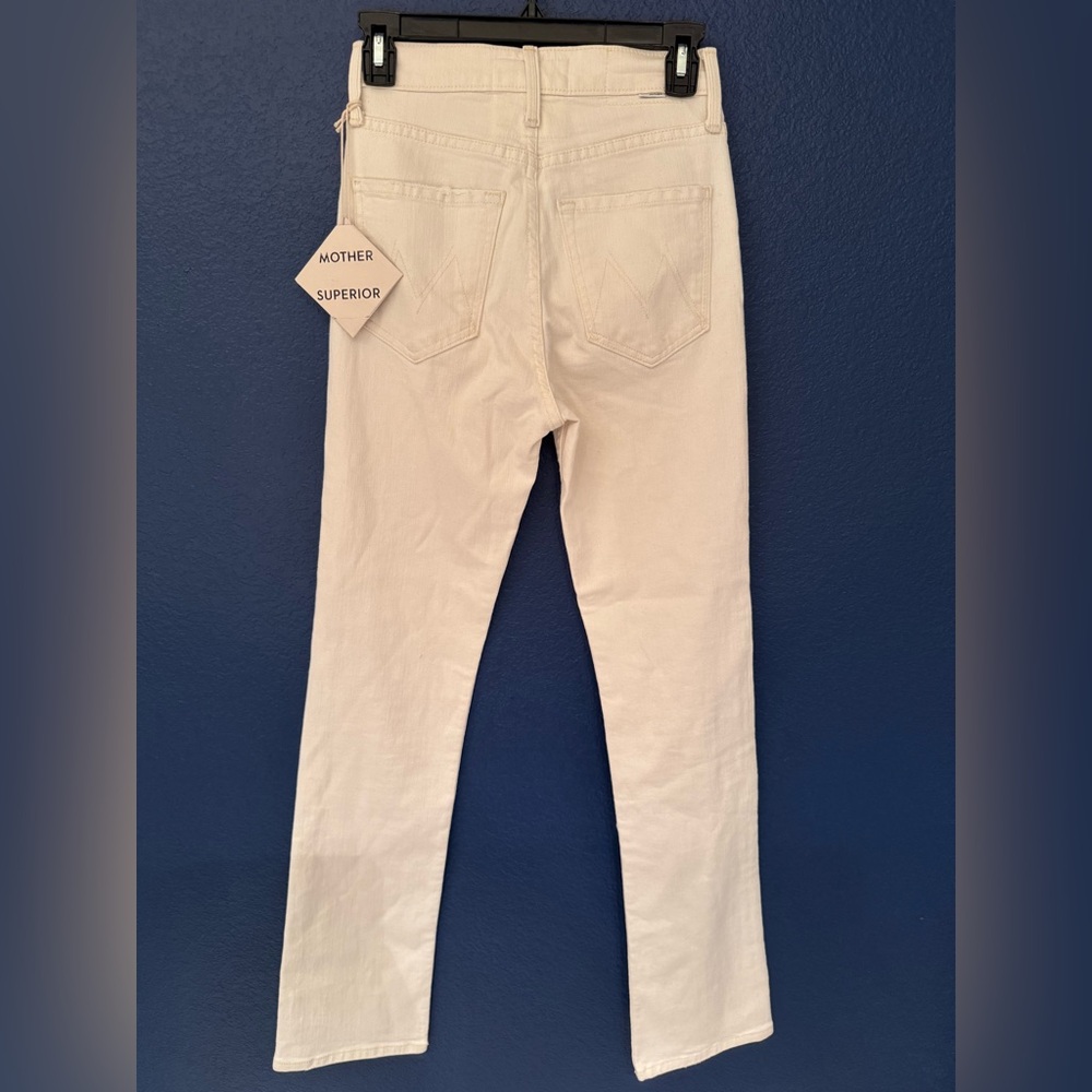 MOTHER High Waisted Rider Skimp Act Natural Women's Cream Cotton Jeans Size 23 - Picture 4 of 13